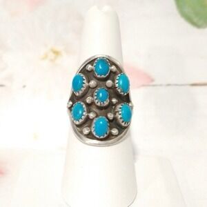Vtg Navajo Turquoise Ring Sterling Silver 925 Native American Sz 8.25